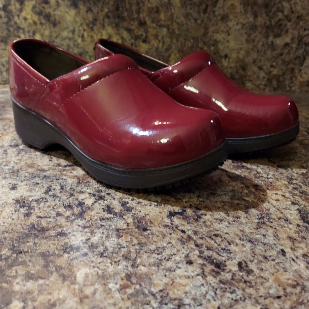 Ruby Red Patent Leather Clogs